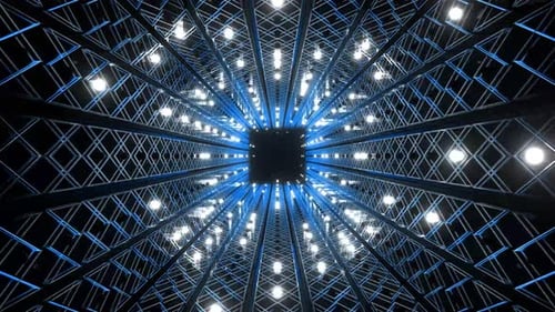 Futuristic Geometric Grid Tunnel Background Loop
