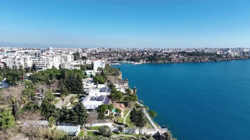 Antalya City Coastline And Harbor Aerial 3
