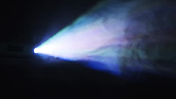 Colorful Projector Rays in Smoke on Black Background, Technology Stock ...