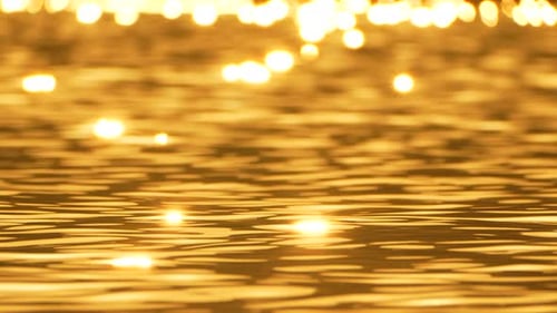 Sun Water Reflections Shimmering Golden Abstract Texture on Serene Lake Surface at Sunset