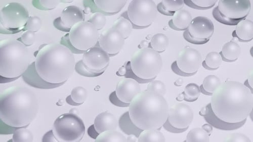 Abstract 3d spheres loop animation. Modern white background, seamless motion design, screensaver