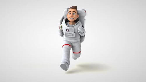 Animated Cartoon Astronaut Character Running Forward