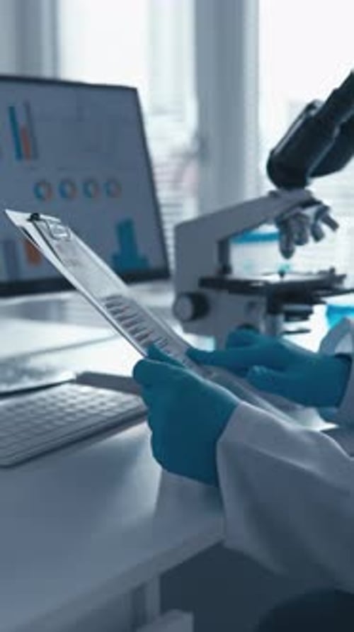 Scientist Reviewing Data in Bright Laboratory