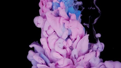 Colorful Nebula in Fluid Art Close Up Mix Cloud with Blue Lilac and Pink Pigments