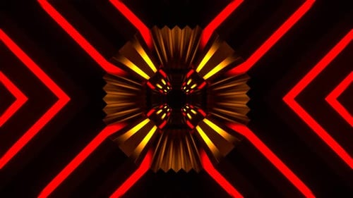 Orange And Red Neon Lines Movement Tunnel Background Vj Loop In 4K