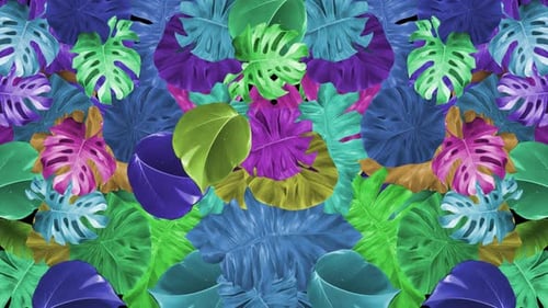 Colorful Abstract Tropical Leaves Animated Background