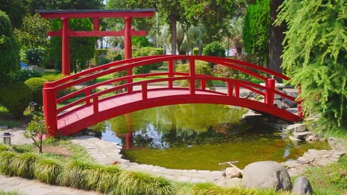 Japanese Public Garden Decorative Bridge