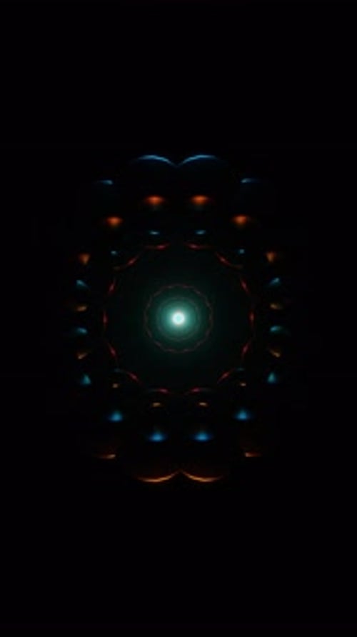 Vertical Video of Hypnotic VJ Loop with Glowing Forms and Rotating Geometric Visuals
