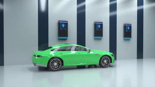 Charge station for electric cars. Electric car charger. Zero emission vehicle on EV only charging