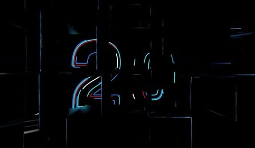 Futuristic Digital Countdown with Glowing Neon Numbers