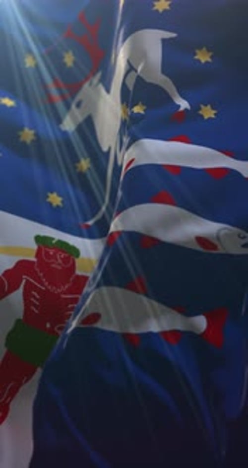 Realistic Waving Flag Animation with Nature and People Symbols