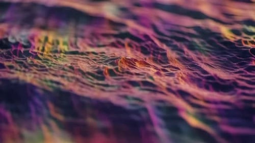 Abstract Digital Undulating Waves with Glowing Pink and Oran