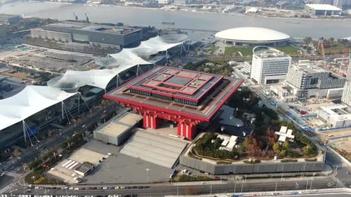 Shanghai ChinaThe Drone Aerial View of Huangpu River