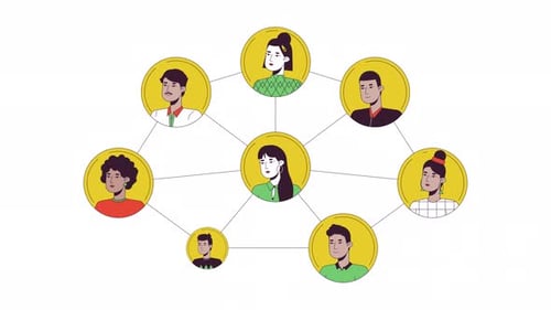 Flat Design Animated Network of Diverse People