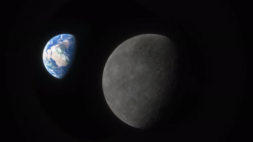 Lunar Program the Spacecraft Flies Over the Surface of the Moon