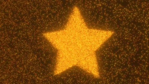 Bright Glowing Five Point Star Shape Composed Of Tiny Sparkle Lights
