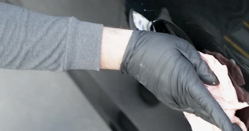 Hand Cleaning Chrome Car Door Handle