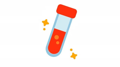 Animated Flat Design Medical Test Tube with Floating Bubbles