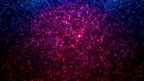 Glowing blue and purple particles flying randomly seamless loop background 3d render