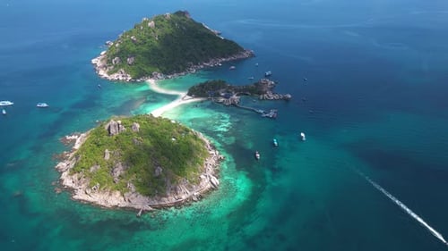 Aerial view of Nang Yuan Island off Ko Tao island, Thailand.