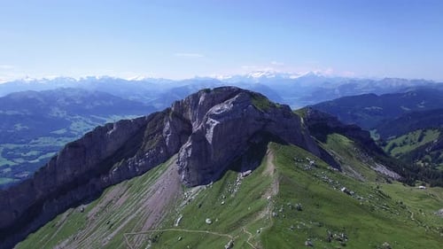 Cinematic Aerial View of Mountain Peak Landscape Scenery