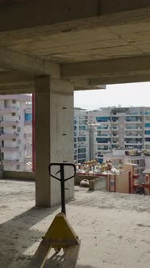 Vertical Aerial Shot Large Construction Area with Symmetry and Central Corridor