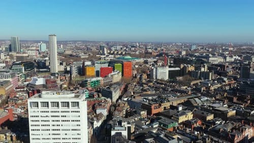 High Angle Establishing Shot Showcasing Central Saint Giles and Surrounding Urban Area of St Giles