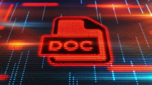 Digital Document Icon Emerging From a Stream of Computer Code