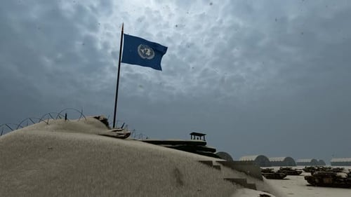 United Nations Flag Winter Season Military Headquarters