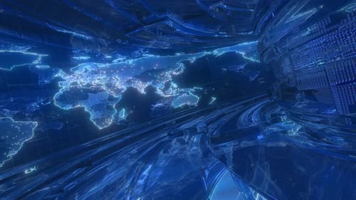 Futuristic World Map Digital Network Connection Background