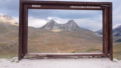 Photo Frame and Mountain Landscape at Durmitor National Park, Montenegro