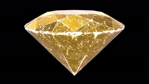 Golden Diamond with Textured Surface Rotating Animation