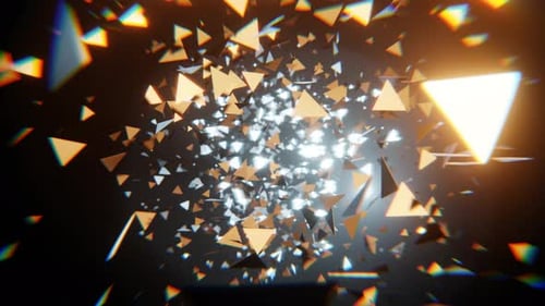 Golden Bright Abstract Tunnel With Flying Metal Particles Background Vj Loop I 4K