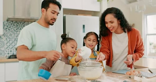 Loving Family Baking Together in the Kitchen
