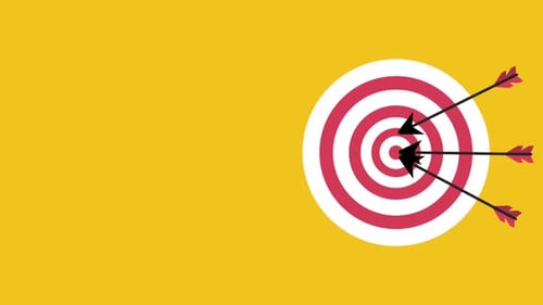 Bullseye. Sucesso Flechas atingindo o centro do alvo