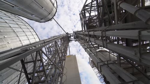 Metal towers on industrial plant.