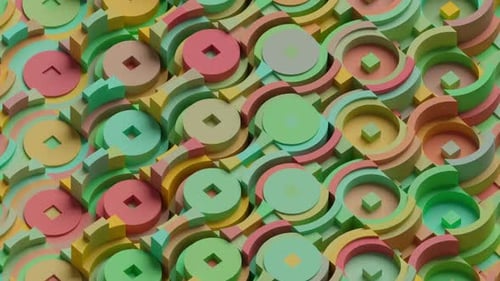 abstrakte Animation geometrischer Formen, die sich zufällig bewegen