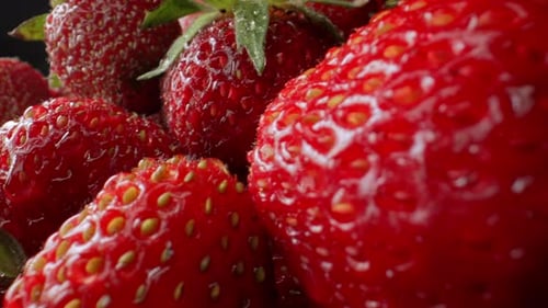 Organic Red Ripe Strawberries Backdrop Natural Juicy Berries Macro Texture