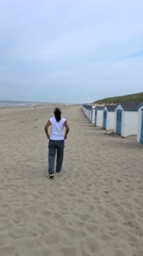 Texel Little White Blue Houses in the Dunes in Holland on the Island of Texel in the Netherlands