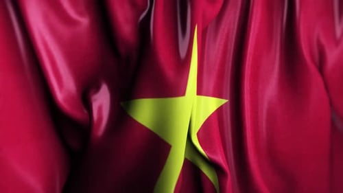Waving Flag of Vietnam with Realistic Fabric Texture
