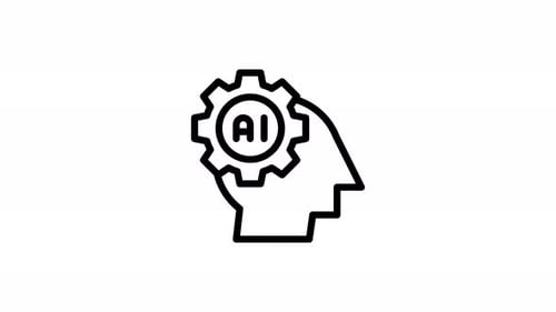 Minimalist AI Brain Gear Line Icon Animation