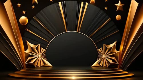 Luxurious Black and Gold Stage Background for Awards and Celebrations