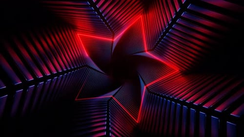 Red And Blue Neon Star Spiral Tunnel Background Vj Loop In 4K