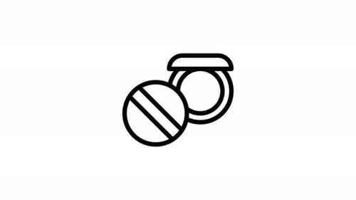 Powder Compact – Line Animated Icon – Alpha Channel – 4K