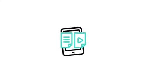Flat Design Mobile Phone Animation with Document and Play Icons