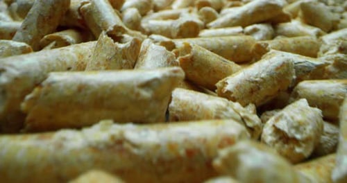 extreme macro of small pieces pellets to burn in the stoves with concept of biological and respect