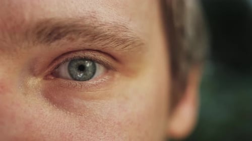 Happy Close Up Macro Man Blue Eyes Tourist Man in Barcelona Spain