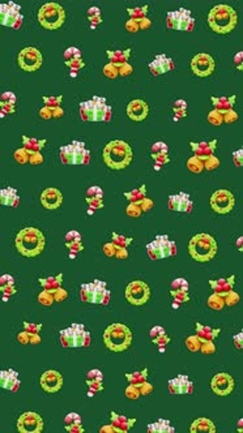 Christmas Holiday Festive Pattern Seamless Bells Gifts Wreath