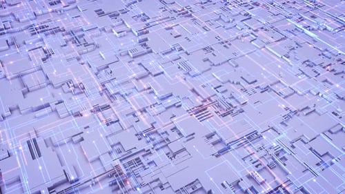 Futuristic Circuit Board Data Network Loop Animation