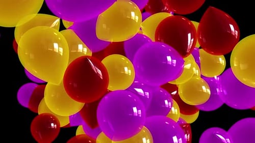 Colorful Glossy Balloons Floating Upwards Background Animation